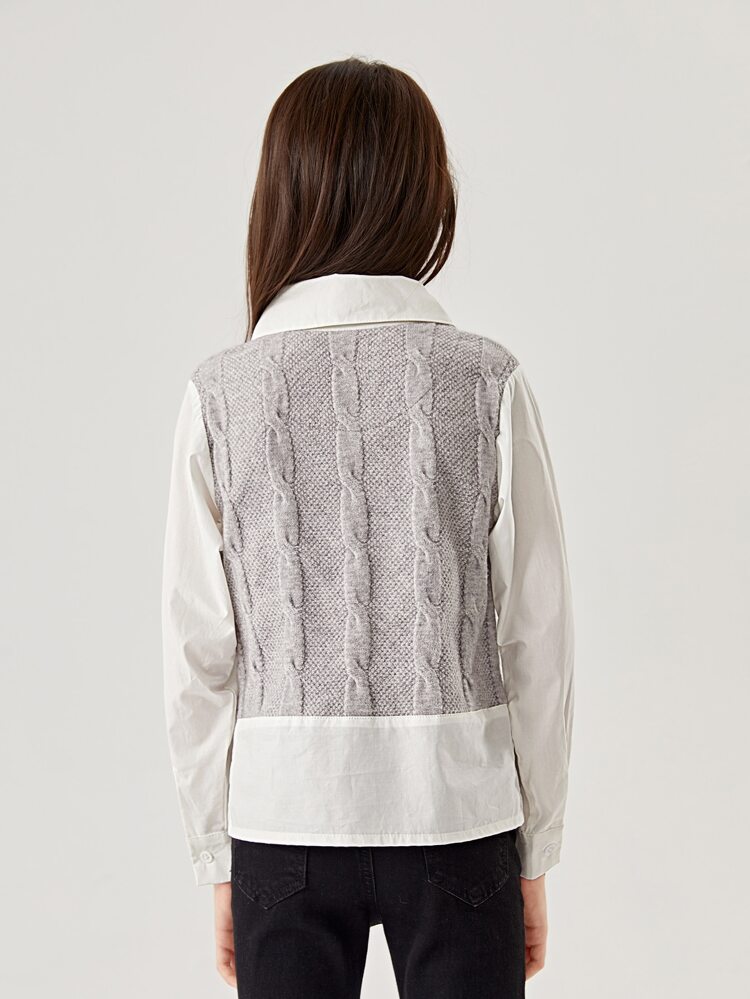 Girls Colorblock Cable Knit Cardigan