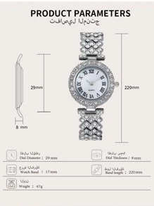 1 Đồng hồ trang trí đính đá & 2 chiếc vòng tay làm quà tặng cho học sinh đi học trở lại - Bạc - Xem 3