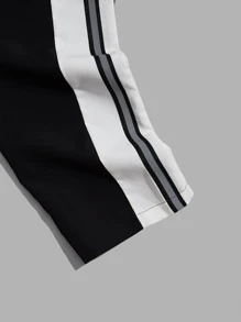 Manfinity VCAY Men Contrast Side Striped Drawstring Pants - Black - View 4