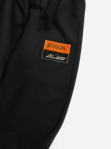 SHEIN 男孩標語圖案T恤和腰部抽繩衛褲 - 彩色 - 查看 3