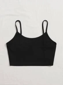 SHEIN EZwear 龍圖案羅紋針織短版吊帶上衣