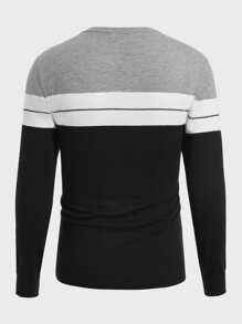 Manfinity BRENVOR Men Colourblock Stripe Pattern Jumper - Black - View 2