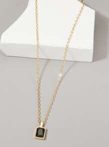 Collana con ciondolo quadrato in pietra preziosa da uomo alla moda e popolare in rame per gioielli regalo e per look elegante