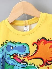 SHEIN Young Boy Dinosaur Print Tee & Shorts - Multicolor - View 3
