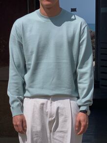 DAZY Men 1pc Solid Round Neck Jumper - Mint Blue - View 3