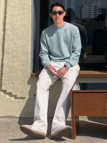 DAZY Men 1pc Solid Round Neck Jumper - Mint Blue - View 6