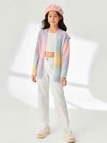 SHEIN 少女漸層落肩連帽外套 - 彩色 - 查看 4