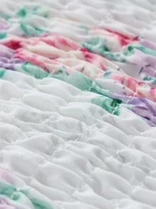 印花泡泡袖連衣裙