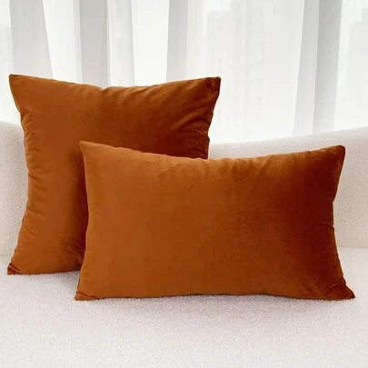 1個天鵝絨枕套或腰靠枕套，適用於臥室、客廳沙發