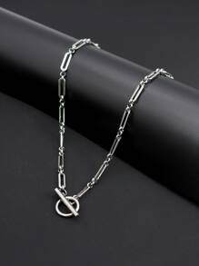 Những người đàn ông thời trang và phổ biến Vòng cổ khóa OT bằng thép không gỉ để làm quà tặng trang sức và cho một vẻ ngoài sành điệu - Bạc - Xem 2