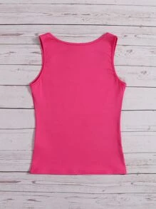 SHEIN 實心無袖少女背心上衣 - 玫紅色 - 查看 2