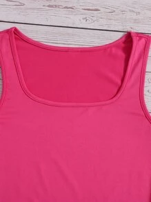 SHEIN 實心無袖少女背心上衣 - 玫紅色 - 查看 3