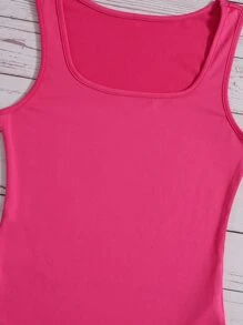 SHEIN 實心無袖少女背心上衣 - 玫紅色 - 查看 4