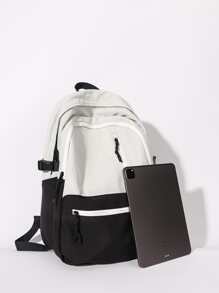 peach tree Men Colourblock Casual Daypack - Black and White - View 4