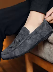 Hombres Mocasines con diseño bordado - Gris Oscuro - Ver 1
