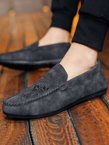 Hombres Mocasines con diseño bordado - Gris Oscuro - Ver 2