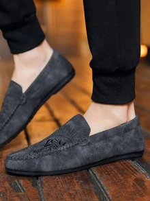 Hombres Mocasines con diseño bordado - Gris Oscuro - Ver 3