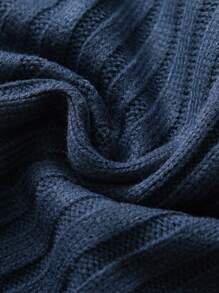 SHEIN Cậu bé Tween Chất rắn Áo cao cổ Áo len - Màu xanh hải quân - Xem 5