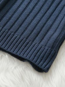 SHEIN Cậu bé Tween Chất rắn Áo cao cổ Áo len - Màu xanh hải quân - Xem 6