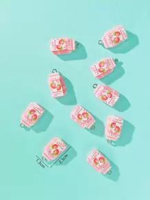 10pcs Strawberry Print Milk Design DIY Pendant - Multicolor - View 3