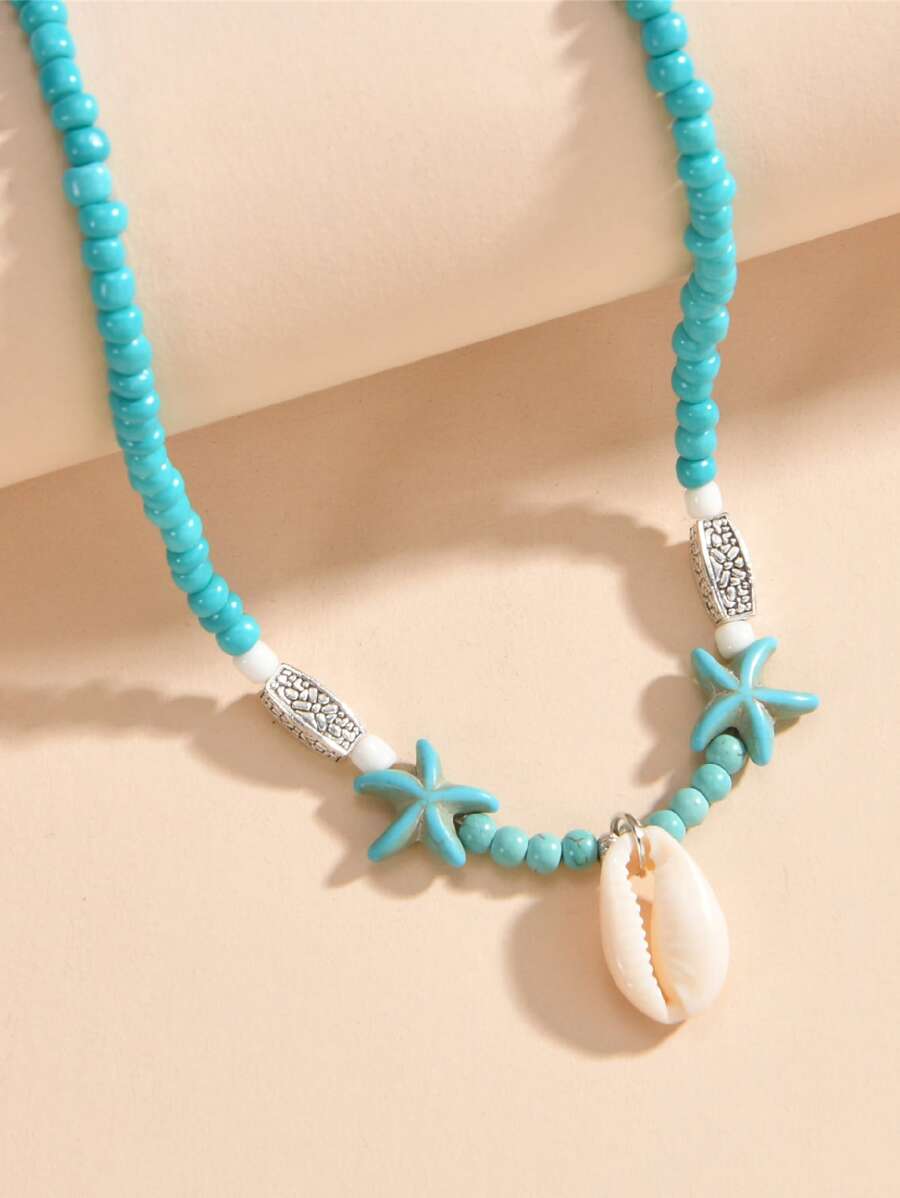 Vòng cổ mặt dây chuyền vỏ sò trang trí sao biển - Nhiều màu - Xem 1