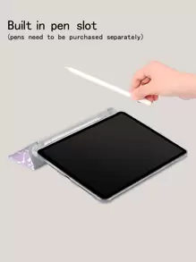 Ốp bảo vệ kiểu sổ tay TPU có khe cắm bút, phù hợp với iPad Mini 4/5, Mini6, Mini7, A8, A16, 2025, Air 11, 13, M2, M3, Pro 11, 13, M4, 2024, Air 4, 5, 10th, 10.9, Pro 11, 9th, 8th, 7th, 10.2, Pro 12.9, 4th, 5th, 6th. Thiết kế màu nước tím, vỏ mềm TPU. Không bao gồm bút. Quà tặng sinh nhật mùa xuân. - Màu tím - Xem 5