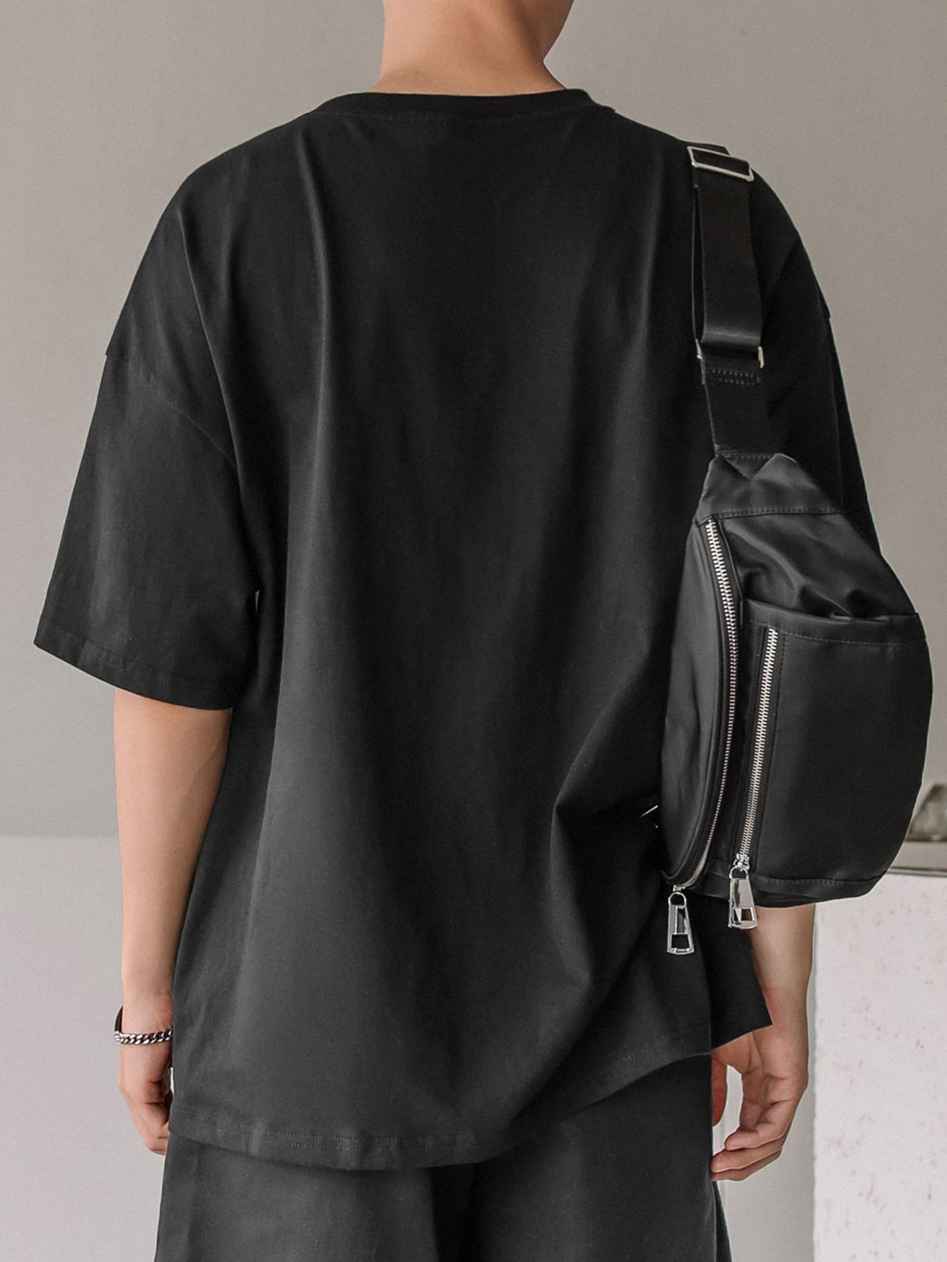 Men Cotton Letter Graphic Drop Shoulder Tee