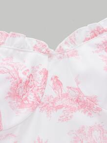 SHEIN MOD Plants Print Split Hem Ruched Dress - Multicolor - View 4