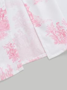 SHEIN MOD Plants Print Split Hem Ruched Dress - Multicolor - View 5