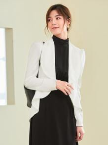 SHEIN Privé Áo khoác  âu phục nữ Bất đối xứng màu trơn Thanh lịch - trắng - Xem 1