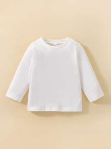 Baby Boy 2pcs Solid Round Neck Tee - Black and White - View 3