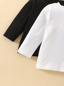 Baby Boy 2pcs Solid Round Neck Tee - Black and White - View 6
