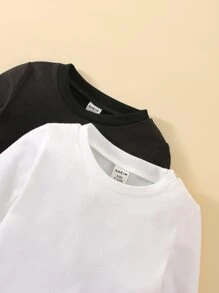 Baby Boy 2pcs Solid Round Neck Tee - Black and White - View 7