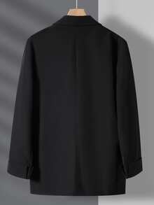 Hombres 1 pieza Blazer con botón de cuello con solapa - Negro - Ver 2