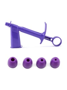 1pc DIY Faux Pearl Applicator & 4pcs Nozzle, Cake Decoration Tool For Baking - Purple - View 4