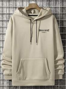 Manfinity Homme Men Japanese Character & Wave Print Thermal Lined Drawstring Hoodie - Khaki - View 2