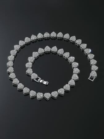 Collar con decoración de corazón de rhinestone, joya perfecta de regalo para fiesta, aleación para fiesta, Día de San Valentín, mamá, madre, Día de la Madre