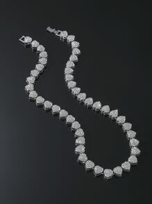 Collar con decoración de corazón de rhinestone, joya perfecta de regalo para fiesta, aleación para fiesta, Día de San Valentín, mamá, madre, Día de la Madre - Plateado - Ver 3