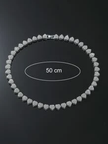 Collar con decoración de corazón de rhinestone, joya perfecta de regalo para fiesta, aleación para fiesta, Día de San Valentín, mamá, madre, Día de la Madre - Plateado - Ver 5