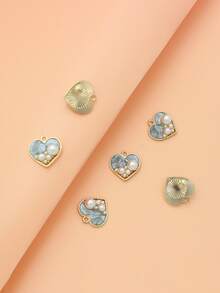 6pcs/set Faux Pearl Decor Heart DIY Pendant