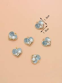 6pcs/set Faux Pearl Decor Heart DIY Pendant