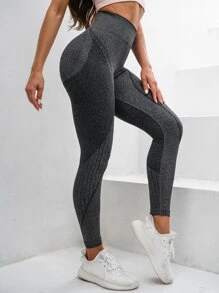 Yoga Futuristic 寬腰帶運動打底褲 - 深灰色 - 查看 1