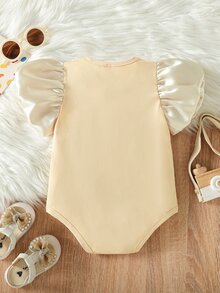 Baby Puff Sleeve Bodysuit - Apricot - View 2