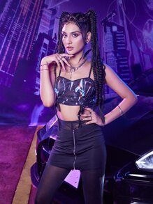 ROMWE 圖案側抽繩吊帶上衣 - 彩色 - 查看 2