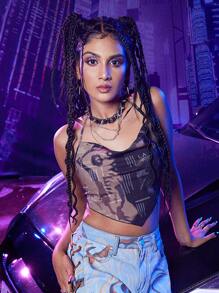 ROMWE Áo hai dây Con số Gợi cảm - Nhiều màu - Xem 1