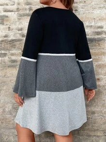 SHEIN LUNE Đầm Plus Size Tương phản ren Khối Màu Giải trí - Nhiều màu - Xem 2