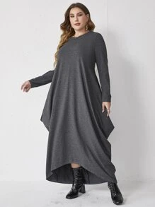 Mulvari Vestido unicolor bajo irregular - Gris Oscuro - Ver 1