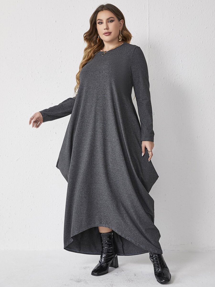 Mulvari Vestido unicolor bajo irregular - Gris Oscuro - Ver 1