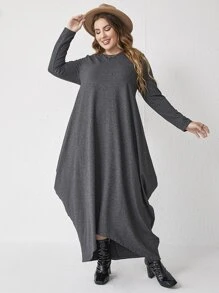 Mulvari Vestido unicolor bajo irregular - Gris Oscuro - Ver 4