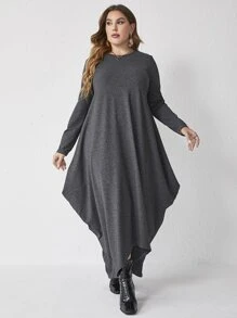 Mulvari Vestido unicolor bajo irregular - Gris Oscuro - Ver 5